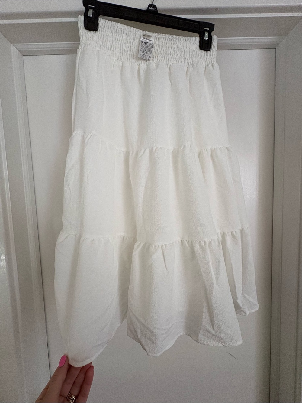 SHEIN White Tiered Circle Skirt with Smocked Waist
